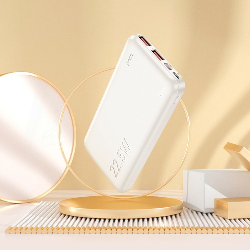 Batteria Esterna HOCO J101, 10000mAh, 22.5W, QC + PD, 1 x USB-C - 2 x USB-A, Bianca