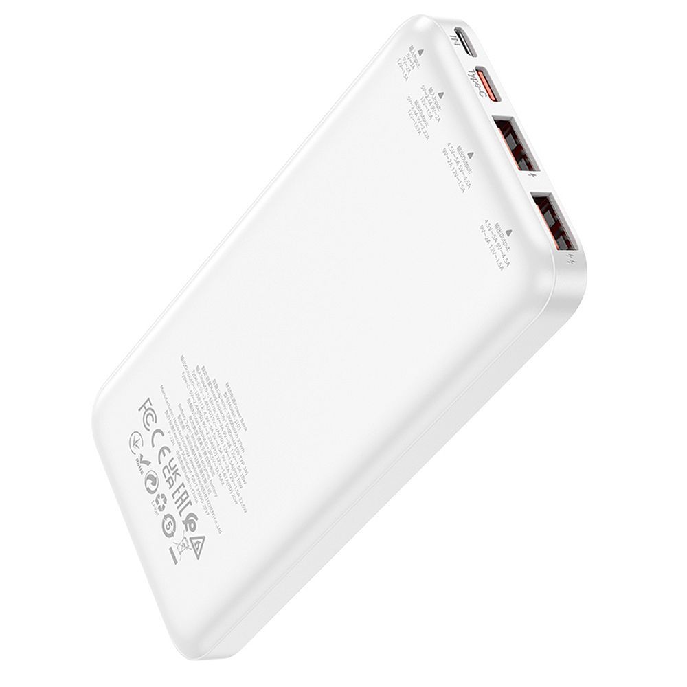 Batteria Esterna HOCO J101, 10000mAh, 22.5W, QC + PD, 1 x USB-C - 2 x USB-A, Bianca