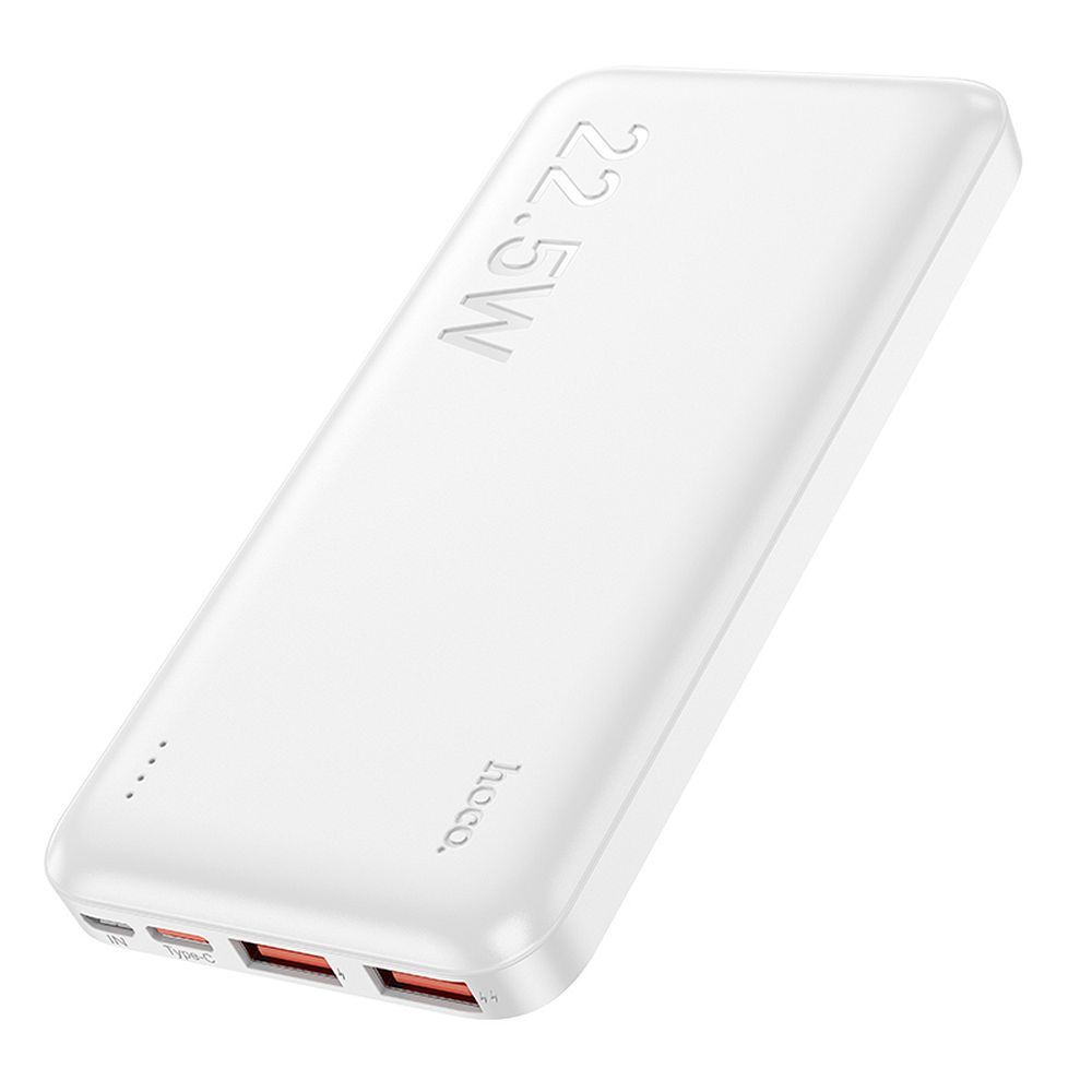 Batteria Esterna HOCO J101, 10000mAh, 22.5W, QC + PD, 1 x USB-C - 2 x USB-A, Bianca