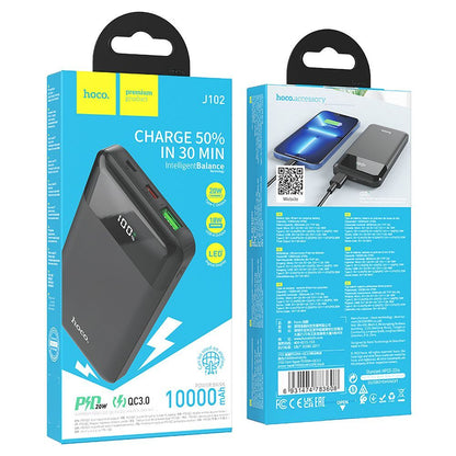 Batteria Esterna HOCO J102, 10000mAh, 20W, QC + PD, 1 x USB-A - 1 x USB-C, Nera