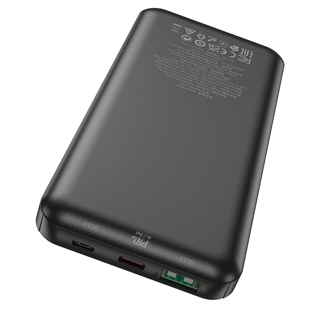 Batteria Esterna HOCO J102, 10000mAh, 20W, QC + PD, 1 x USB-A - 1 x USB-C, Nera