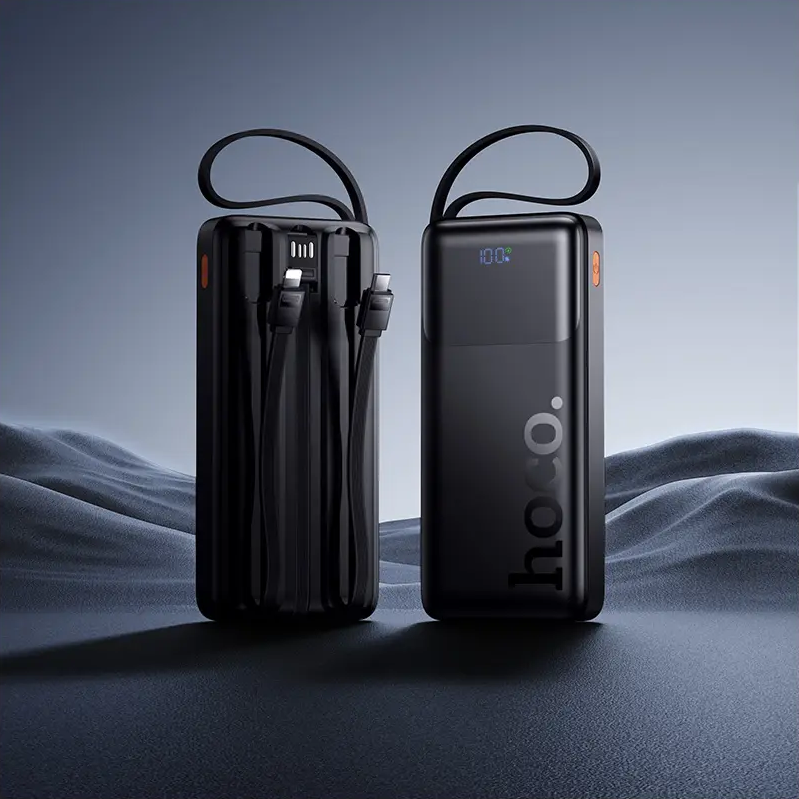 Batteria Esterna HOCO J156 Founder, 10000mAh, 22.5W, QC + PD, 1 x Lightning - 1 x microUSB - 1 x USB-A - 2 x USB-C, Nera