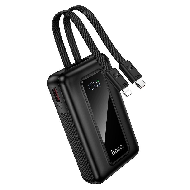 Batteria Esterna HOCO J162, 10000mAh, 22.5W, QC + PD, 1 x Lightning - 1 x USB-A - 2 x USB-C, Nera