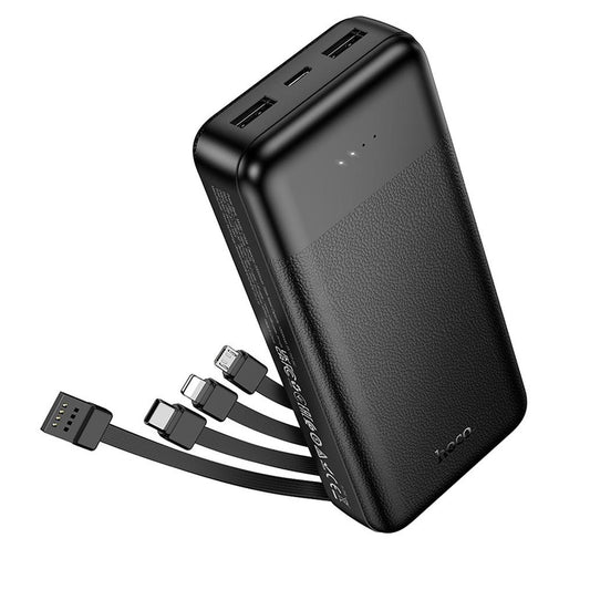 Power bank HOCO J163A, 20000 mAh, 10 W, 1 x Lightning - 1 x microUSB - 1 x USB-C - 2 x USB-A, nera