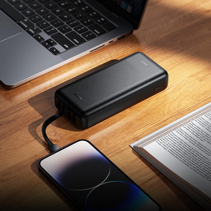 Power bank HOCO J163A, 20000 mAh, 10 W, 1 x Lightning - 1 x microUSB - 1 x USB-C - 2 x USB-A, nera