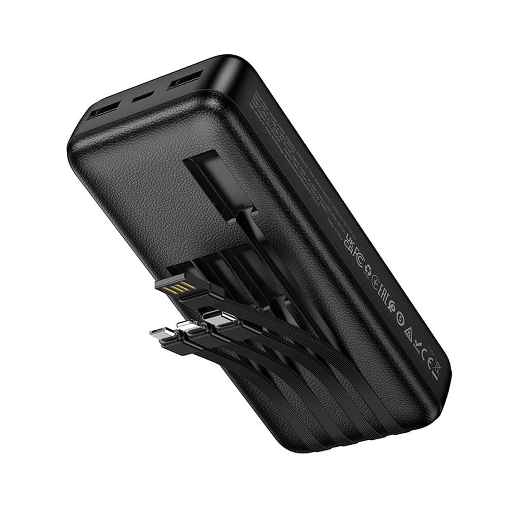 Power bank HOCO J163A, 20000 mAh, 10 W, 1 x Lightning - 1 x microUSB - 1 x USB-C - 2 x USB-A, nera
