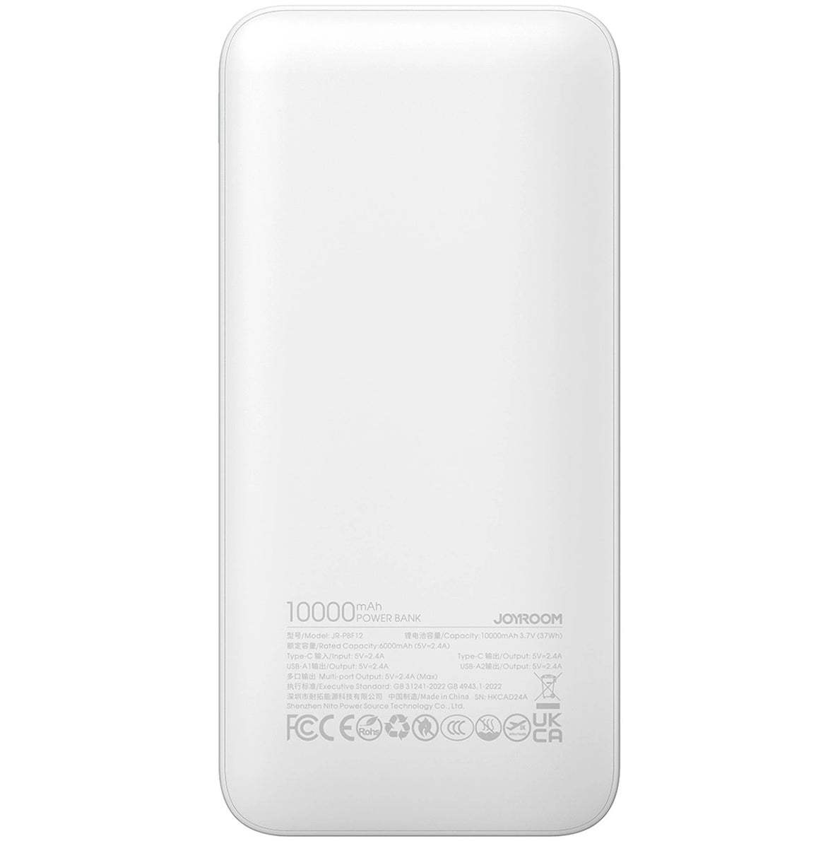 Batteria Esterna Joyroom JR-PBF12, 10000mAh, 12W, 1 x USB-C - 2 x USB-A, Bianca