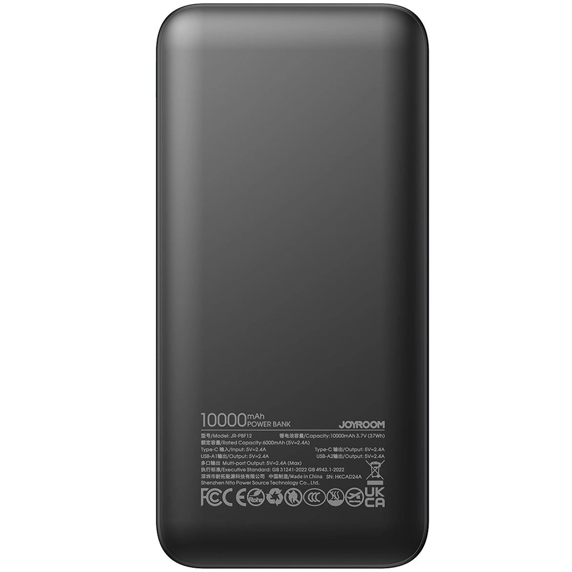 Joyroom Batteria esterna JR-PBF12, 10000mAh, 12W, 1 x USB-C - 2 x USB-A, Nero