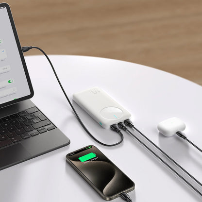 Batteria Esterna Joyroom JR-PBF12, 10000mAh, 12W, 1 x USB-C - 2 x USB-A, Bianca