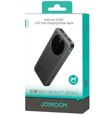 Batteria Esterna Joyroom JR-PBF12 Pro, 10000mAh, 22.5W, QC + PD, 1 x USB-C - 2 x USB-A, Nera