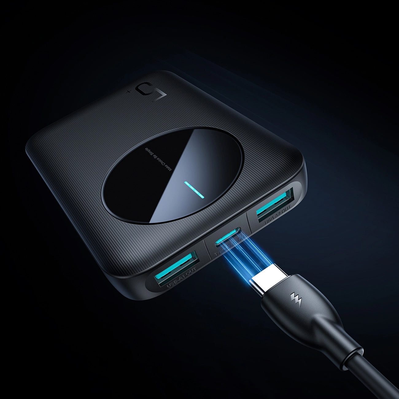 Batteria Esterna Joyroom JR-PBF13, 5000mAh, 12W, 1 x USB-C - 2 x USB-A, Nera