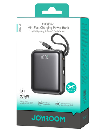 Batteria Esterna Joyroom JR-PBF27, 10000mAh, 22.5W, QC + PD, 1 x Lightning - 2 x USB-C, Nera
