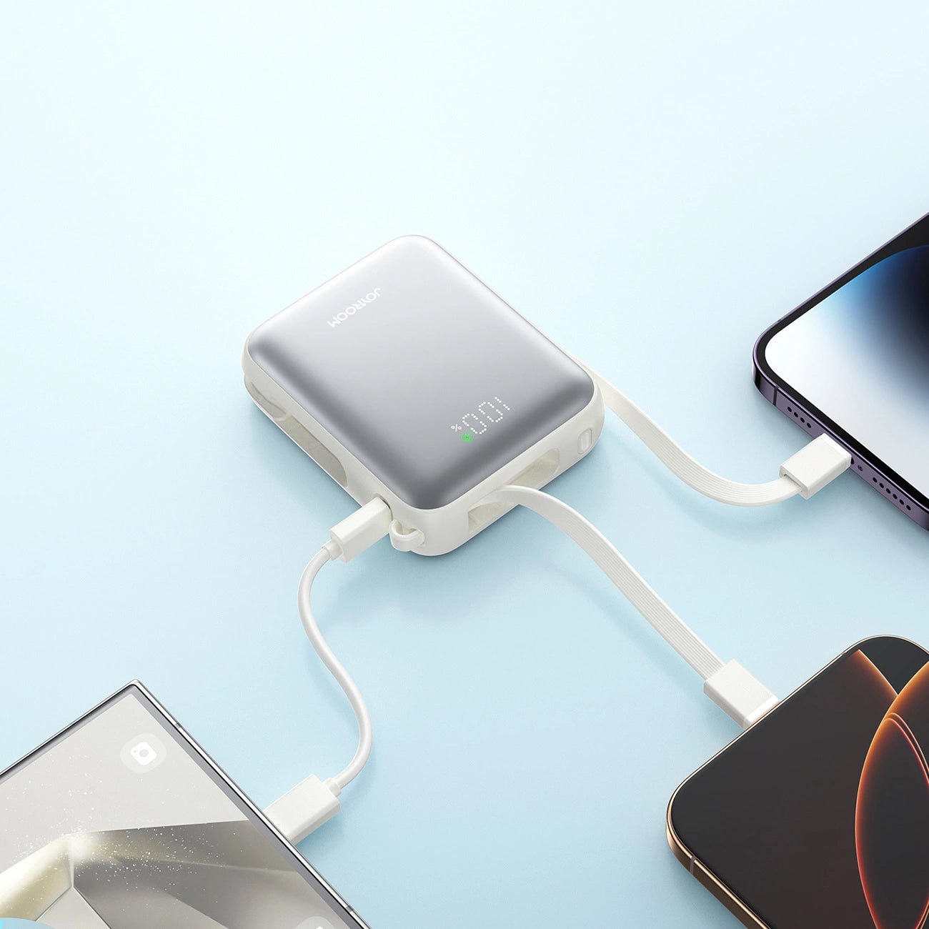 Batteria Esterna Joyroom JR-PBF27, 10000mAh, 22.5W, PD, 1 x Lightning - 2 x USB-C, Bianca