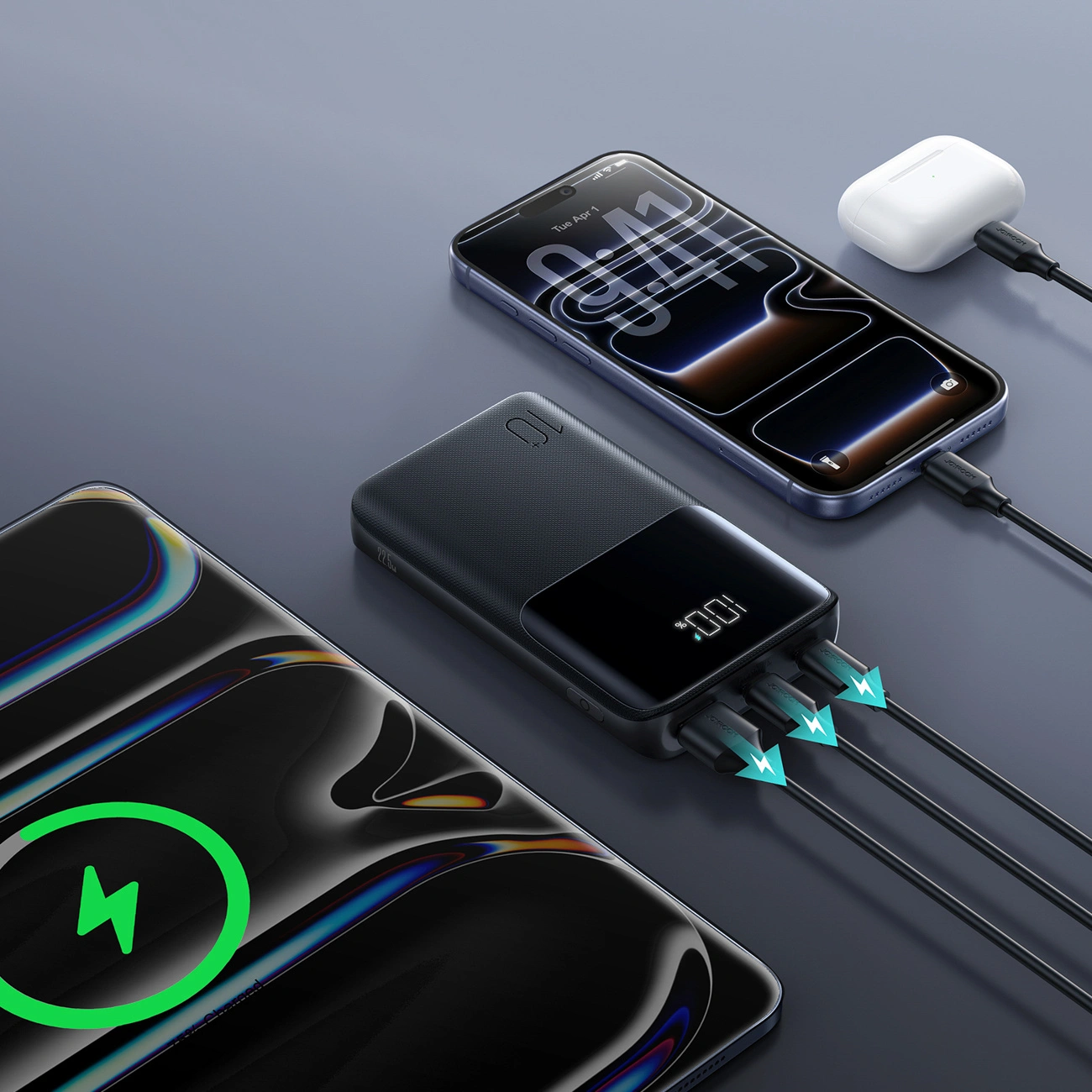 Batteria Esterna Joyroom JR-QP191, 10000mAh, 22.5W, QC + PD, 1 x USB-A - 2 x USB-C, Nera