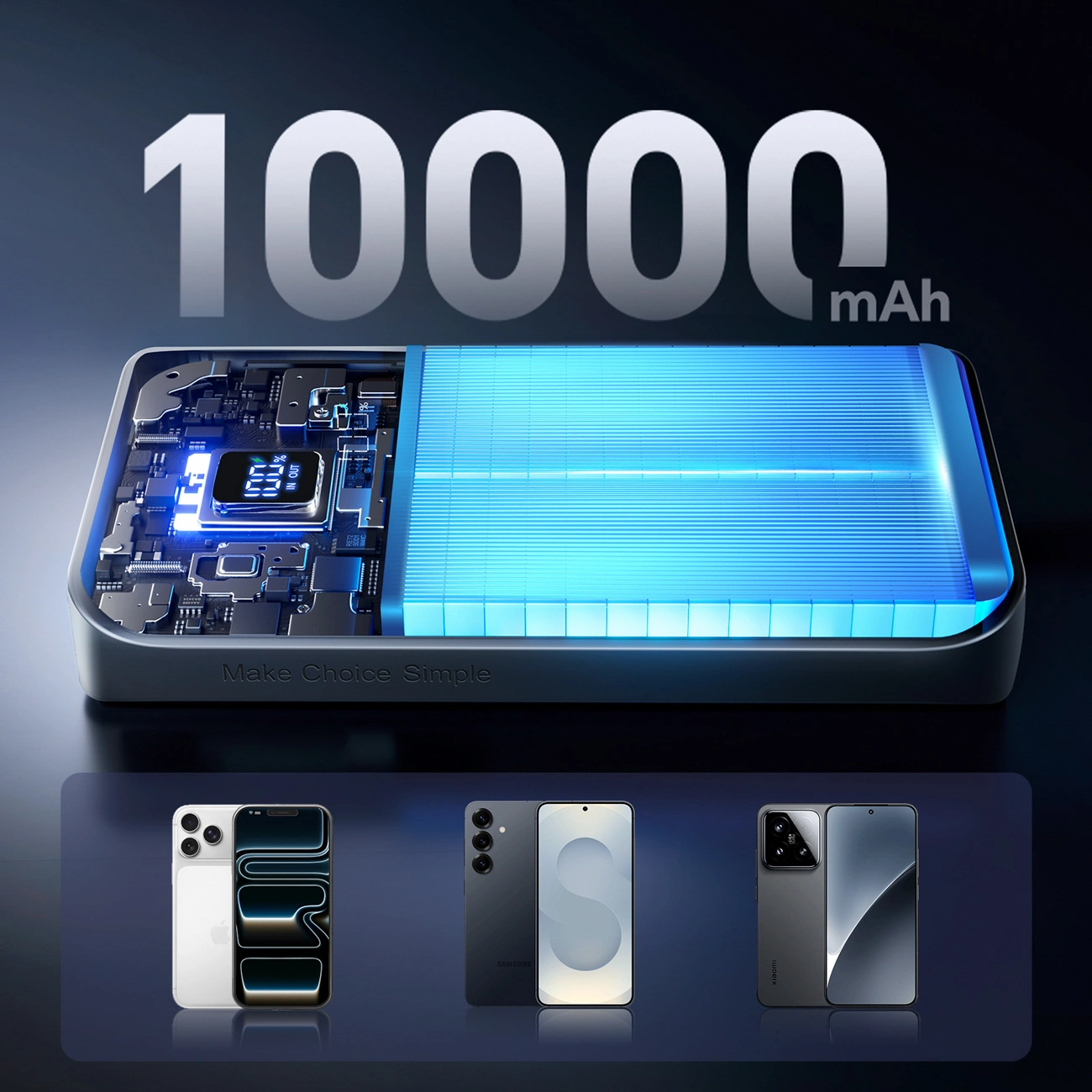 Batteria Esterna Joyroom JR-QP191, 10000mAh, 22.5W, QC + PD, 1 x USB-A - 2 x USB-C, Bianca