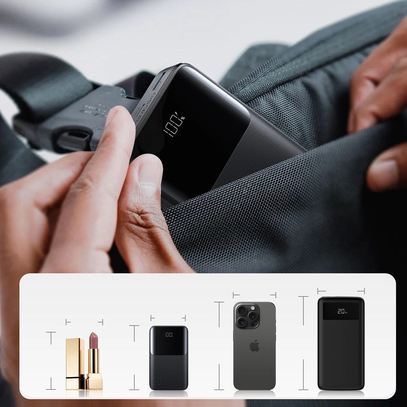 Batteria Esterna Joyroom JR-QP192, 20000mAh, 22.5W, QC + PD, 1 x USB-A - 2 x USB-C, Nera