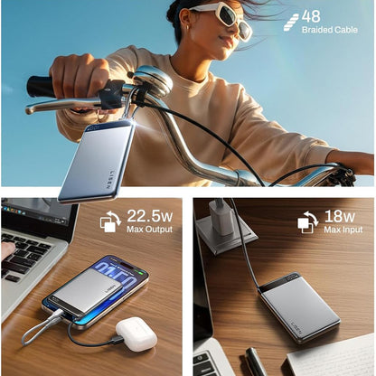 Batteria Esterna Lisen, 10000mAh, 22.5W, PD, 2 x USB-C, Grigio