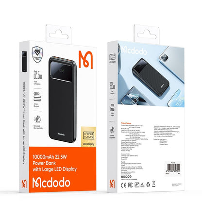 Batteria Esterna McDodo MC-4220, 10000mAh, 22.5W, QC + PD, 2 x USB-A - 1 x USB-C, Nera