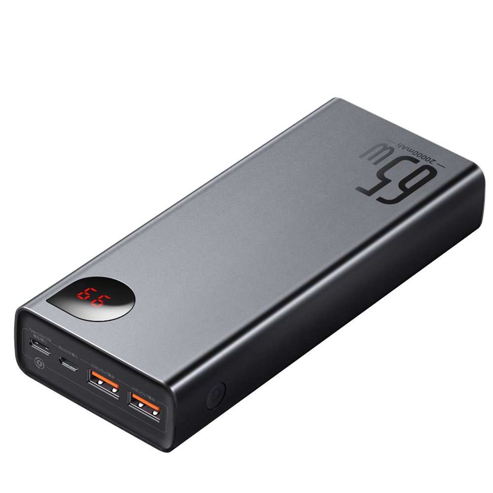 Batteria esterna Baseus Adaman, 20000mAh, 65W, QC + PD, 1 x USB-C - 2 x USB-C, nero PPIMDA-D01 PPIMDA-D01 