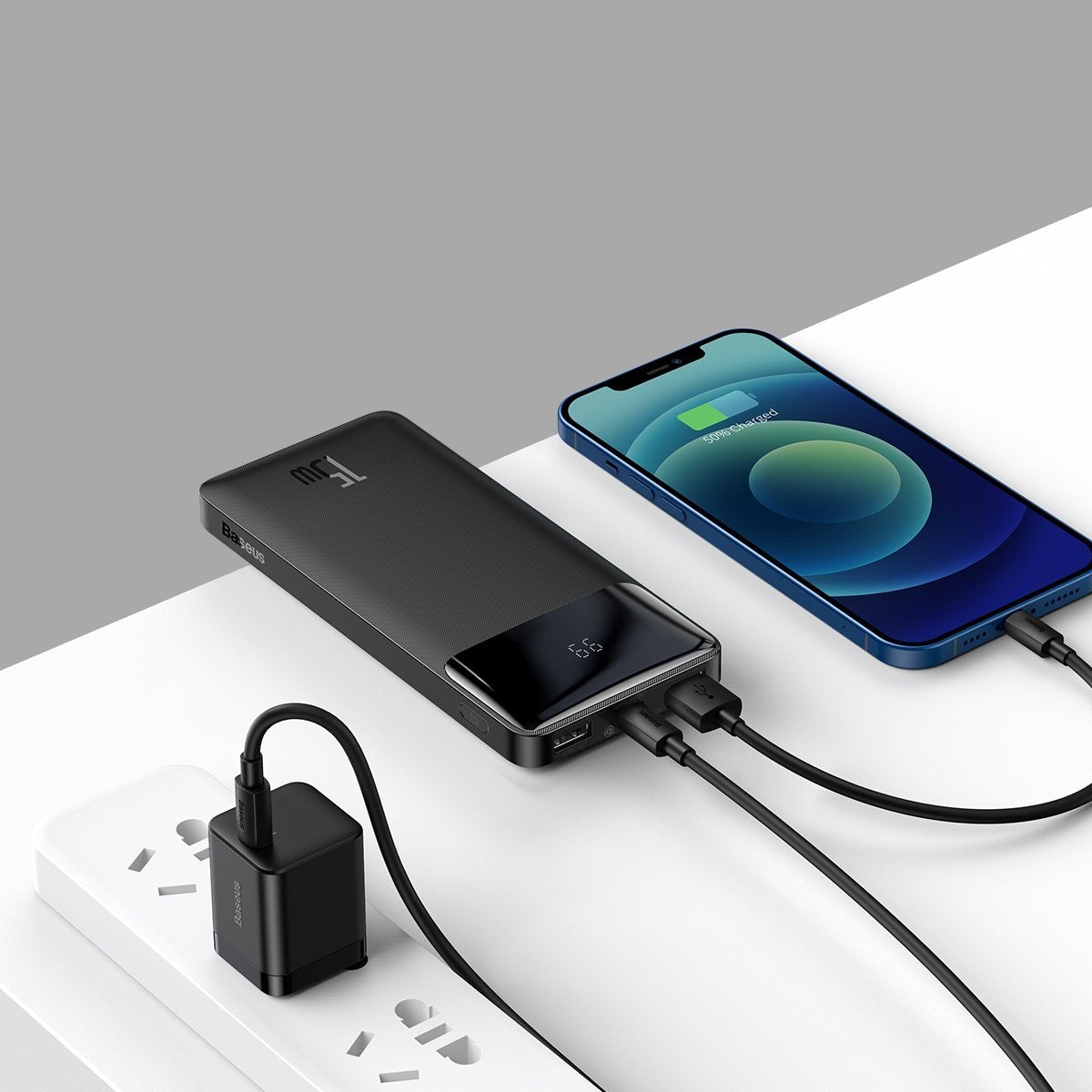 Batteria esterna Baseus Bipow, 10000mAh, 15W, 1 x USB-C - 2 x USB-A, nero PPBD050001 