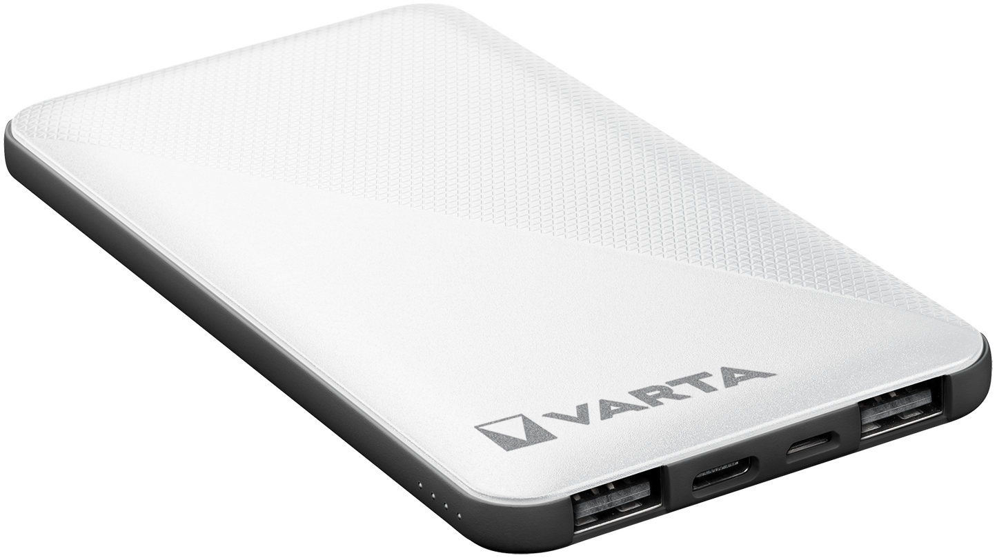 Batteria esterna Varta Energy, 5000mAh, 15W, 2 x USB-A - 1 x USB-C, bianco