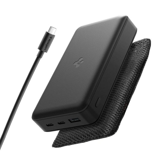 Batteria Esterna Spigen, 20000mAh, 30W, QC + PD, 1 x USB-A - 2 x USB-C, Nera