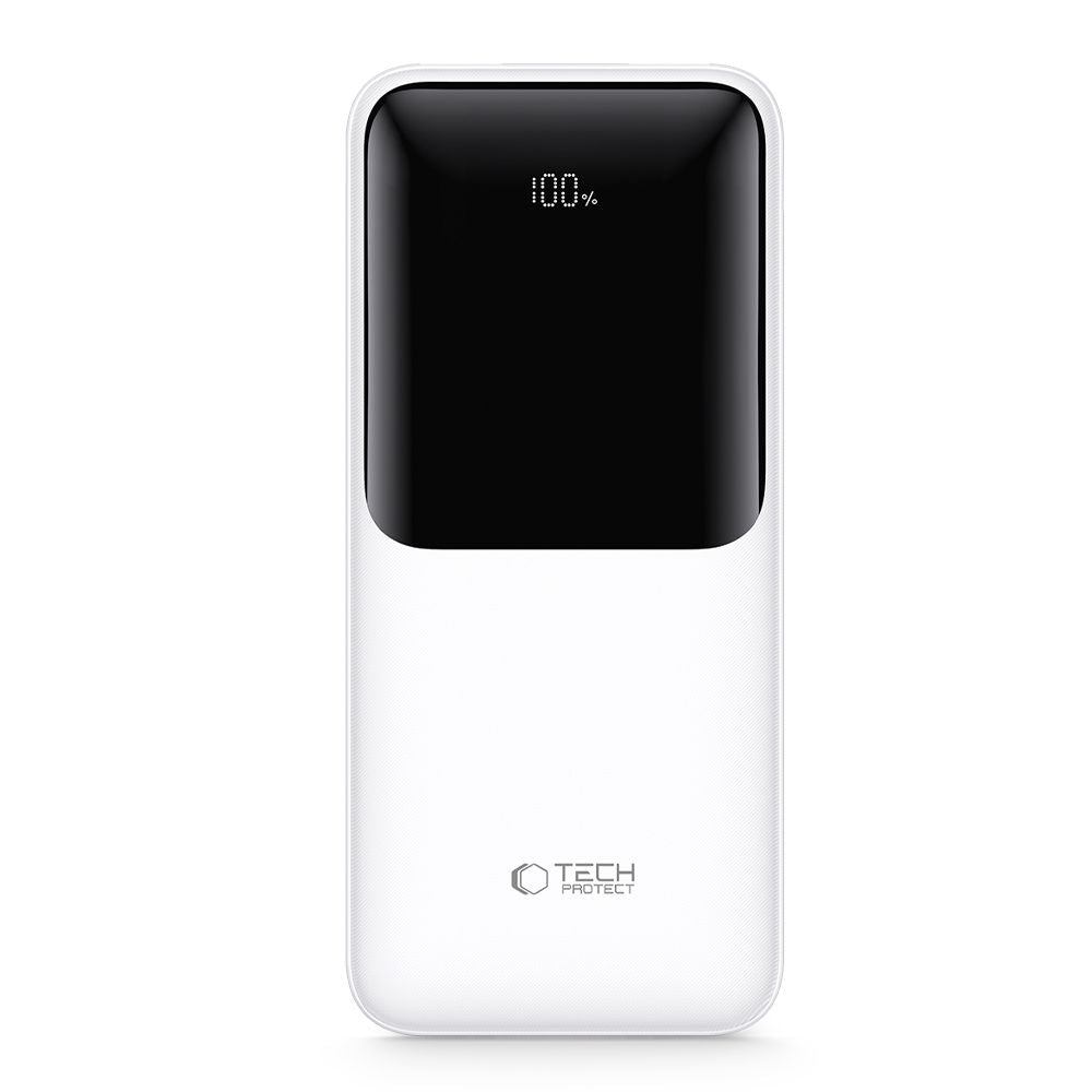 Baterie Externa Tech-Protect PB01, 10000mAh, 22.5W, QC + PD, 1 x USB-C - 2 x USB-A, Alba