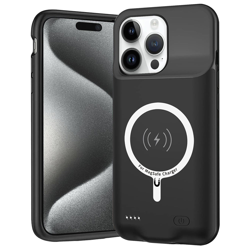 External Battery Case Wireless Techsuit Power Pro Battery for Apple iPhone 15 Pro Max, 8500mAh, Black