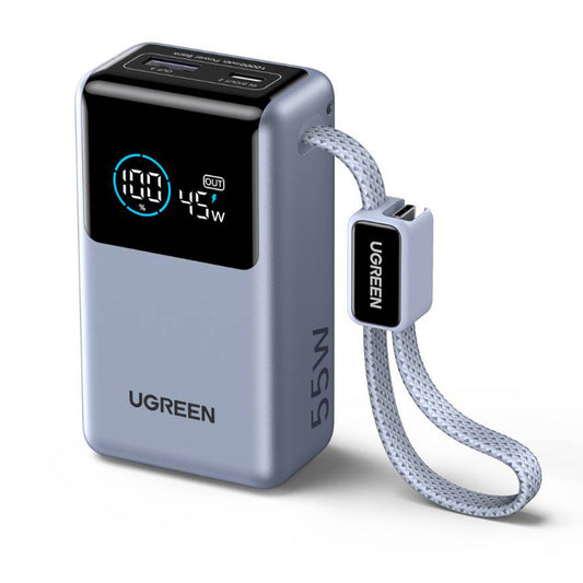 Batteria Esterna UGREEN Nexode Pro PB727 (75701B), 10000mAh, 55W, QC + PD, 1 x USB-A - 2 x USB-C, Grigio