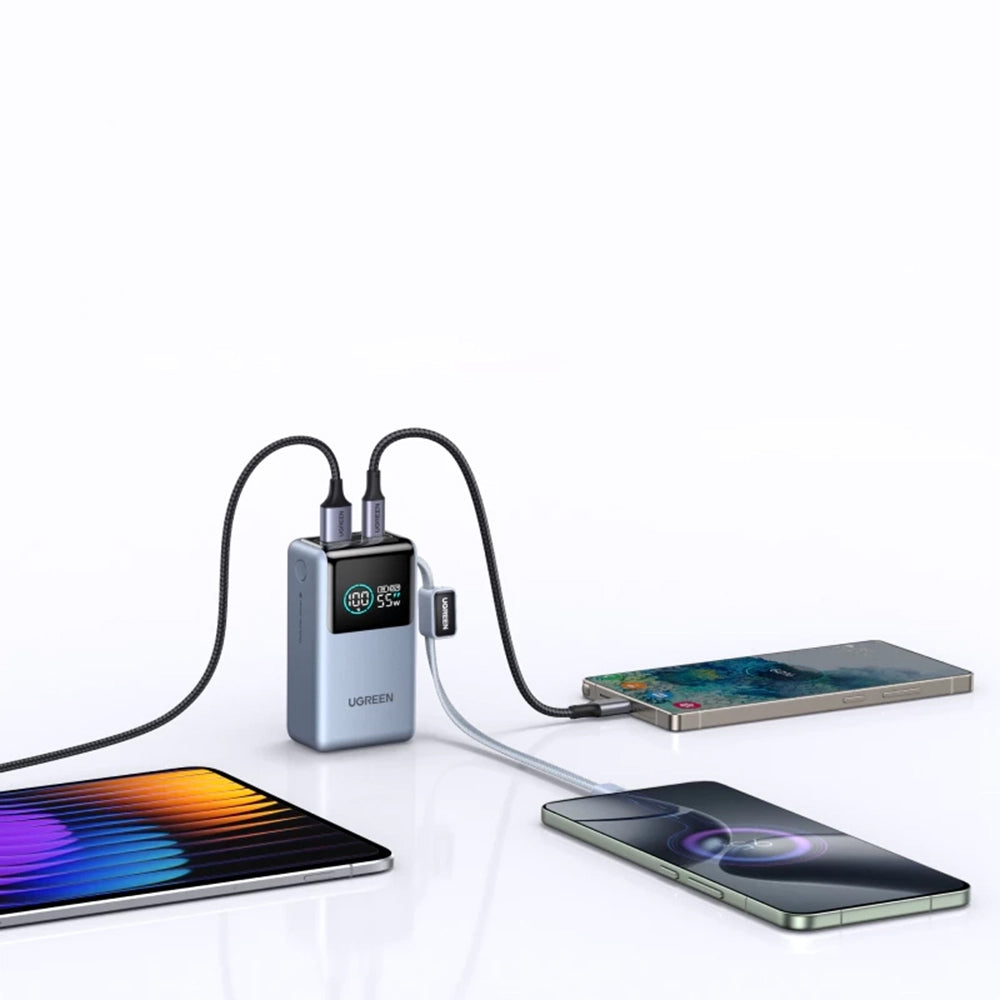 Batteria Esterna UGREEN Nexode Pro PB727 (75701B), 10000mAh, 55W, QC + PD, 1 x USB-A - 2 x USB-C, Grigio