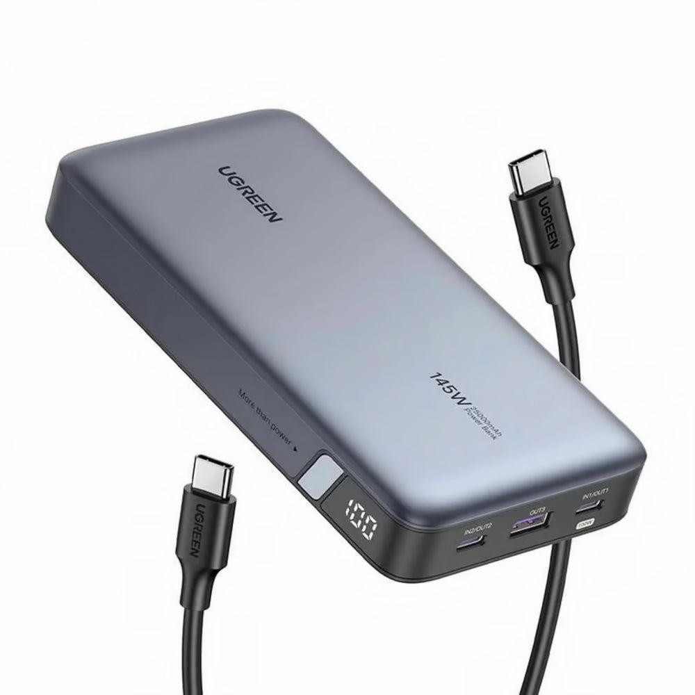 Batteria Esterna UGREEN PB205, 25000mAh, 145W, QC + PD, 1 x USB-A - 2 x USB-C, Grigio