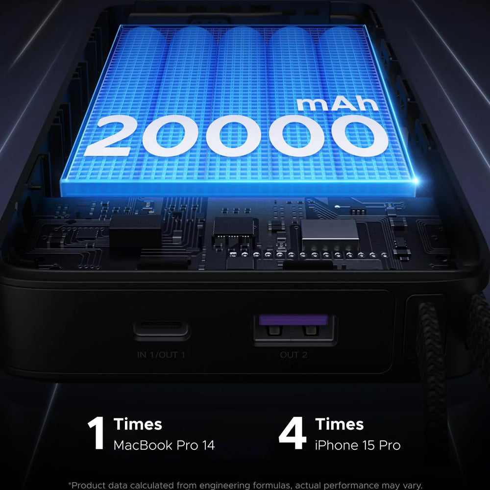 Batteria Esterna UGREEN PB550, 20000mAh, 67W, QC + PD, 1 x USB-A - 2 x USB-C, Grigio