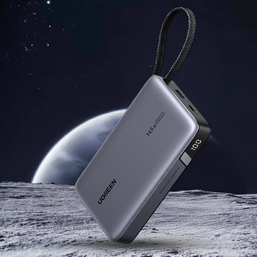 Batteria Esterna UGREEN PB551 (55992B), 20000mAh, 145W, QC + PD, 1 x USB-A - 2 x USB-C, Grigio