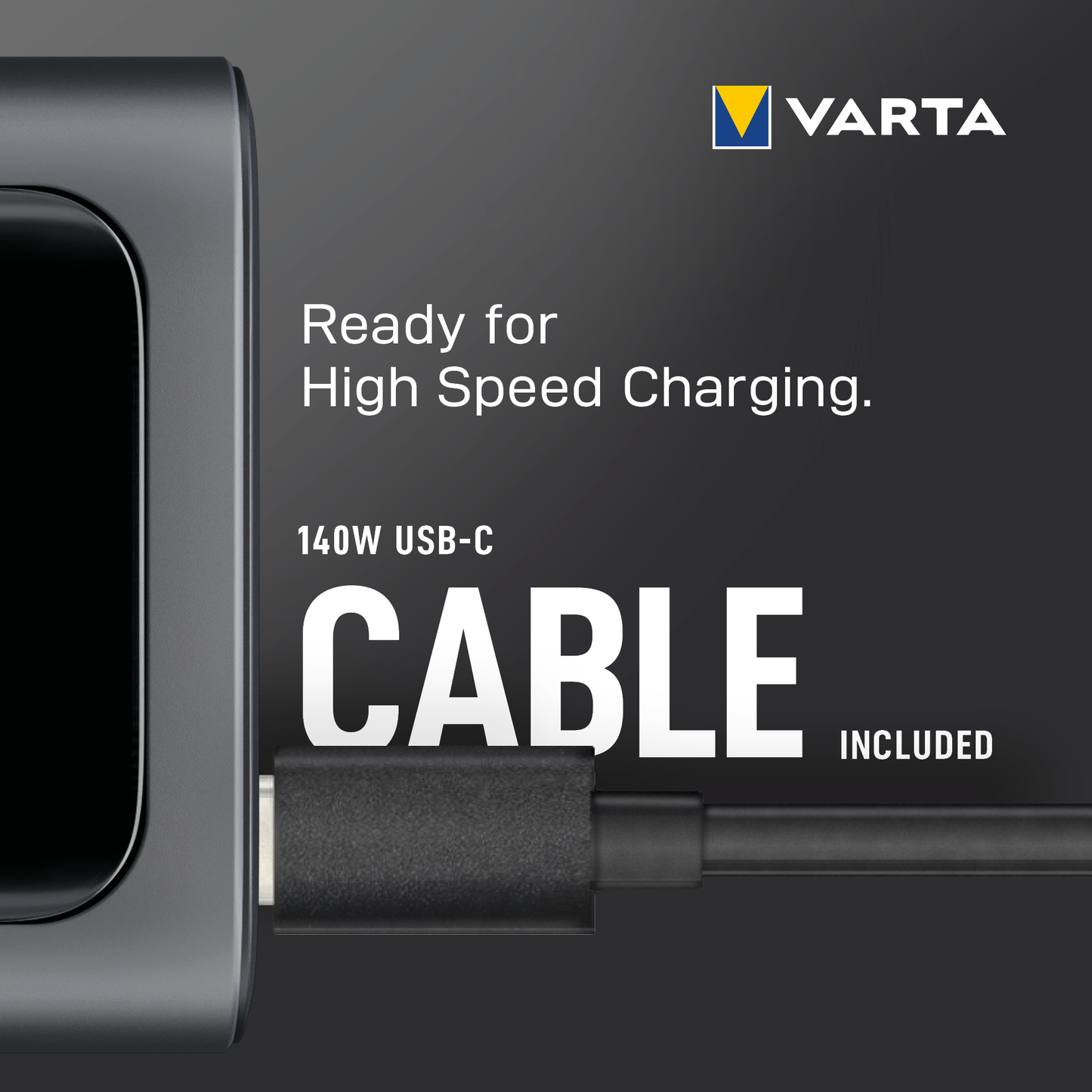 Batteria Esterna Varta High Speed, 27000mAh, 140W, QC + PD, 1 x USB-A - 2 x USB-C, Nera