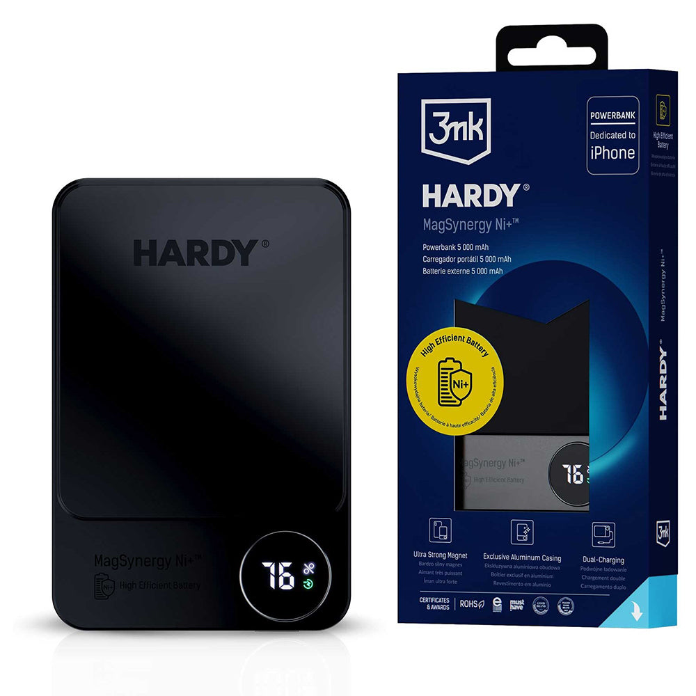 Batteria Esterna Wireless 3MK MagSynergy Ni+, 5000mAh, 22.5W, PD + FQI, 1 x QI - 1 x USB-C, Nera