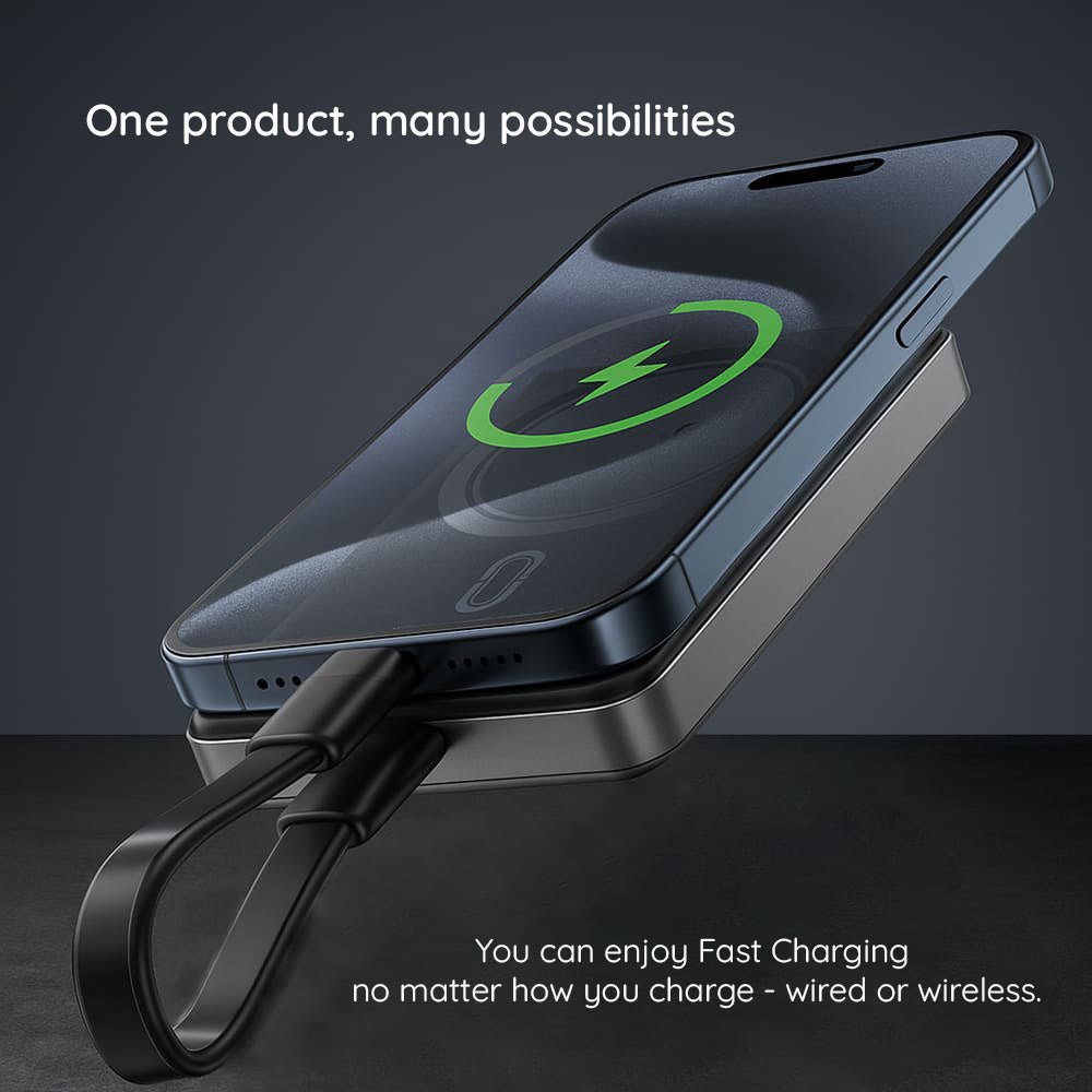 Batteria Esterna Wireless Acefast M12, 10000mAh, 20W, PD + FQI, 1 x QI - 1 x USB-C, Nera