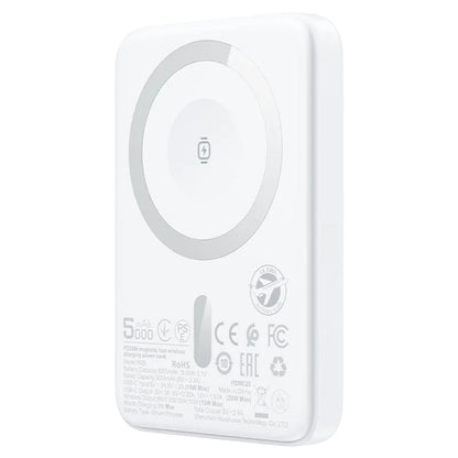 Batteria Esterna Wireless Acefast M25, 5000mAh, 20W, PD + FQI, 1 x QI - 1 x USB-C, Bianca