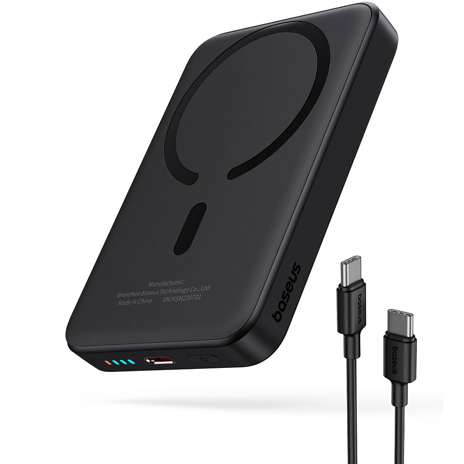 Baseus Magnetic Mini Batteria esterna senza fili, 10000mAh, 20W, PD + FQI, 1 x QI - 1 x USB-C, nero P1005900111113-00 