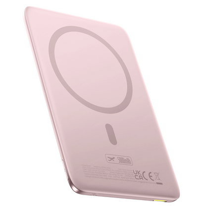 Batteria Esterna Wireless Baseus PicoGo AM41, 5000mAh, 20W, PD + FQI, 1 x QI - 1 x USB-C, Rosa