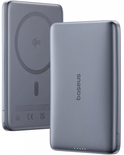 Batteria Esterna Wireless Baseus PicoGo AM41, 10000mAh, 27W, PD + FQI, 1 x QI - 1 x USB-C, Grigio E0027200