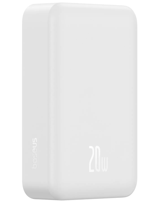 Batteria Esterna Wireless Baseus EnerFill FM41 Mini, 20000mAh, 20W, PD + FQI, 1 x QI - 1 x USB-C, Bianca E0027U01