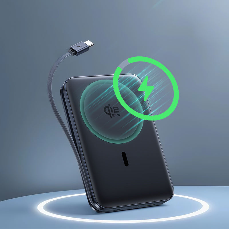 Batteria Esterna Wireless Baseus PicoGo AM61, 10000mAh, 45W, PD + FQI, 1 x QI - 2 x USB-C, Nera E0028V00