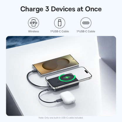 Batteria esterna wireless Baseus EnerFill FM11, 10000 mAh, 30 W, PD + FQI, 1 x QI - 2 x USB-C, nera E0028904