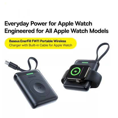 Batteria Esterna Wireless Baseus EnerFill FW11 per Apple Watch Series, 1640mAh, 5W, 1 x QI, Nera E0205301