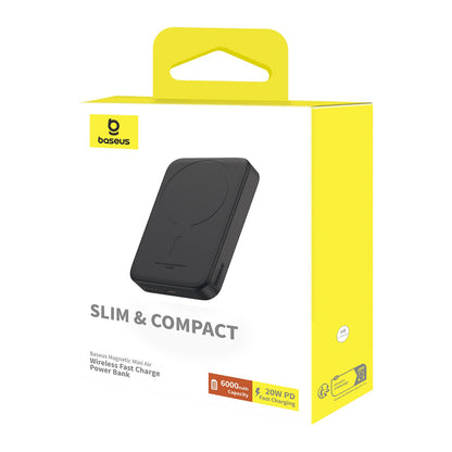 Batteria Esterna Wireless Baseus Mini Air, 6000mAh, 20W, PD + FQI, 1 x QI - 1 x USB-C, Nera P10059002113-00