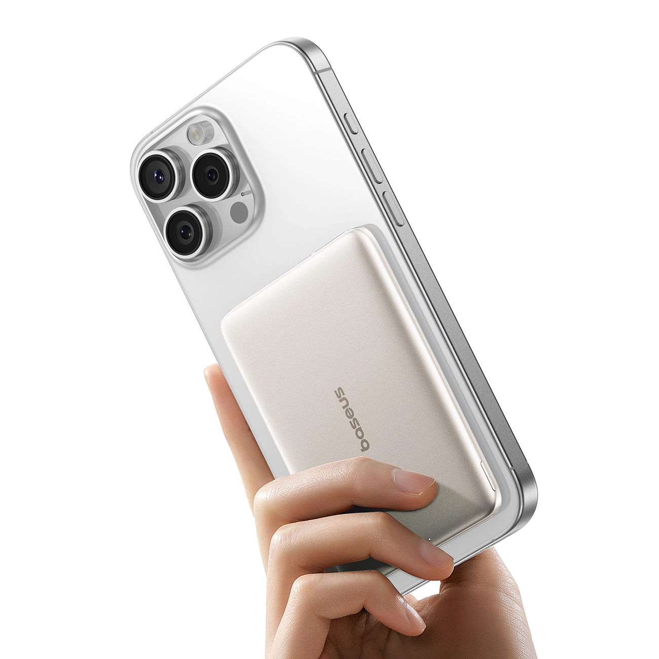 Batteria Esterna Wireless Baseus PicoGo AM41, 5000mAh, 20W, PD + FQI, 1 x QI - 1 x USB-C, Beige