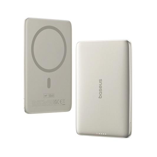 Batteria Esterna Wireless Baseus PicoGo AM41, 5000mAh, 20W, PD + FQI, 1 x QI - 1 x USB-C, Beige