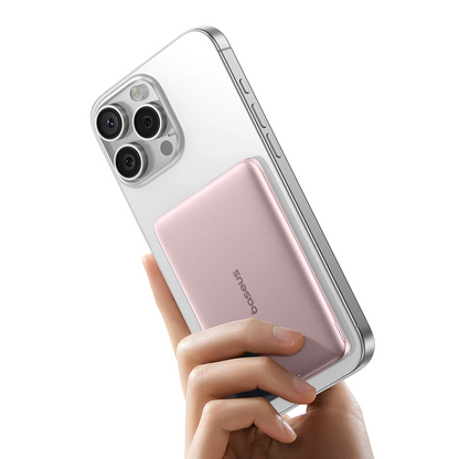 Batteria Esterna Wireless Baseus PicoGo AM41, 5000mAh, 20W, PD + FQI, 1 x QI - 1 x USB-C, Rosa