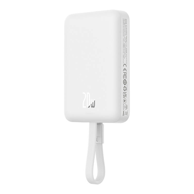 Batteria Esterna Wireless Baseus Magnetic Mini, 10000mAh, 20W, PD + FQI, 1 x Lightning - 1 x QI - 1 x USB-C, Bianca P10022109223-00
