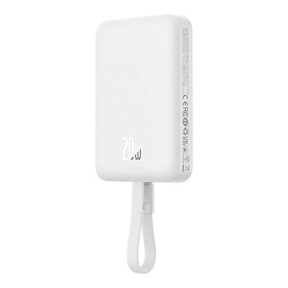 Batteria Esterna Wireless Baseus Magnetic Mini, 10000mAh, 20W, PD + FQI, 1 x Lightning - 1 x QI - 1 x USB-C, Bianca P10022109223-00